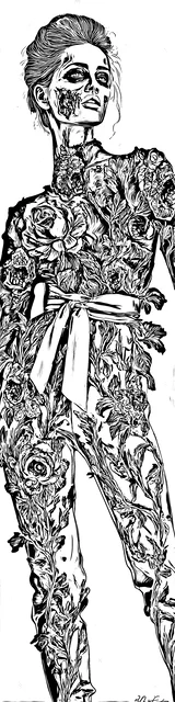 Free colorable bookmarks of a fashion styled zombie
